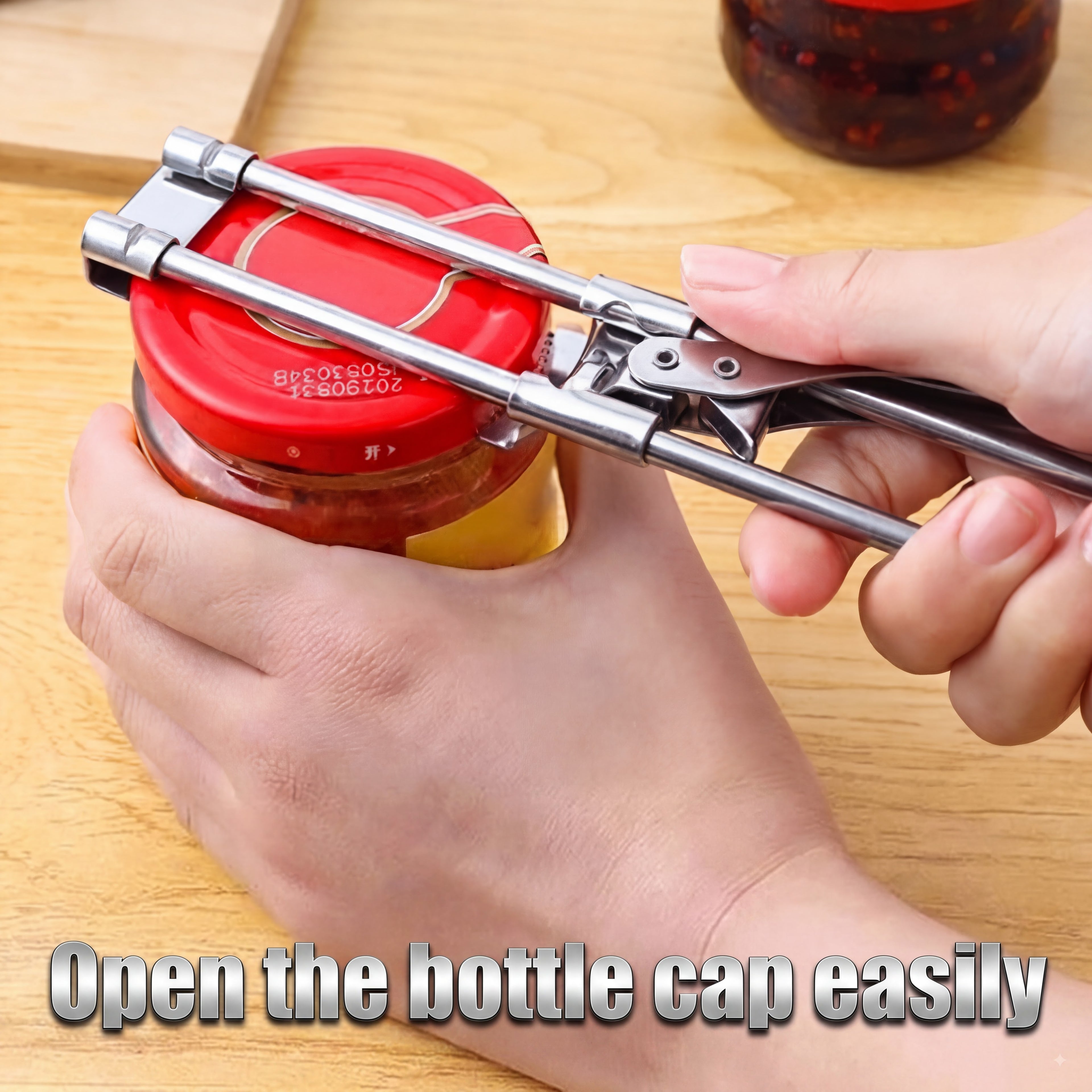 Jar Opener for Weak Hands, Multifunctional Adjustable Can Opener, Stainless Steel Jar Lid Opener Bottle Opener Tool for Seniors with Arthritis, Manual Jar Gripper for Kitchen
