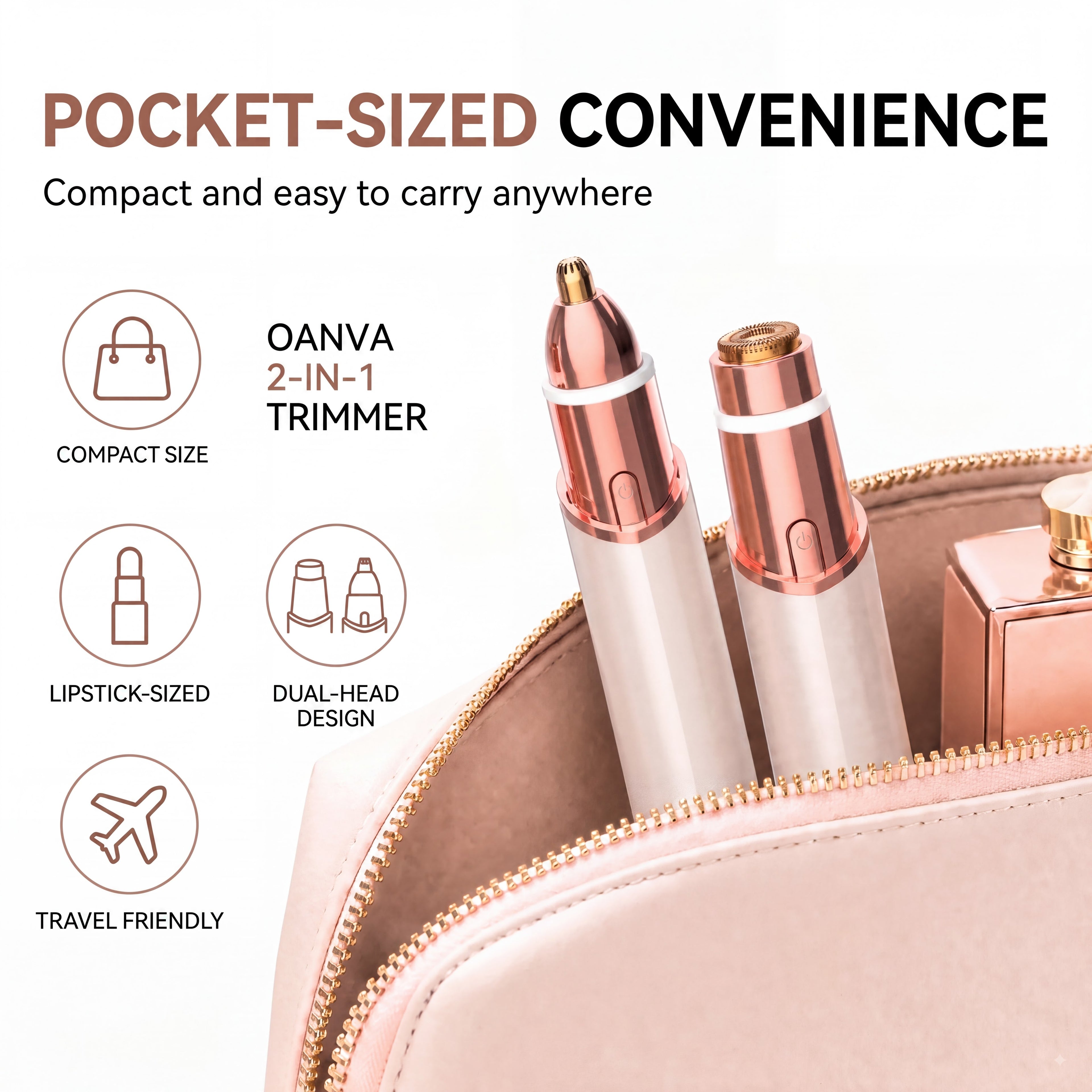 2 in 1 facial & eyebrow hair trimmer for Women, Rechargeable Face Razor, Lip & Peach Fuzz Remover, Precision Eyebrow Shaper, Portable Painless Hair Removal Tool