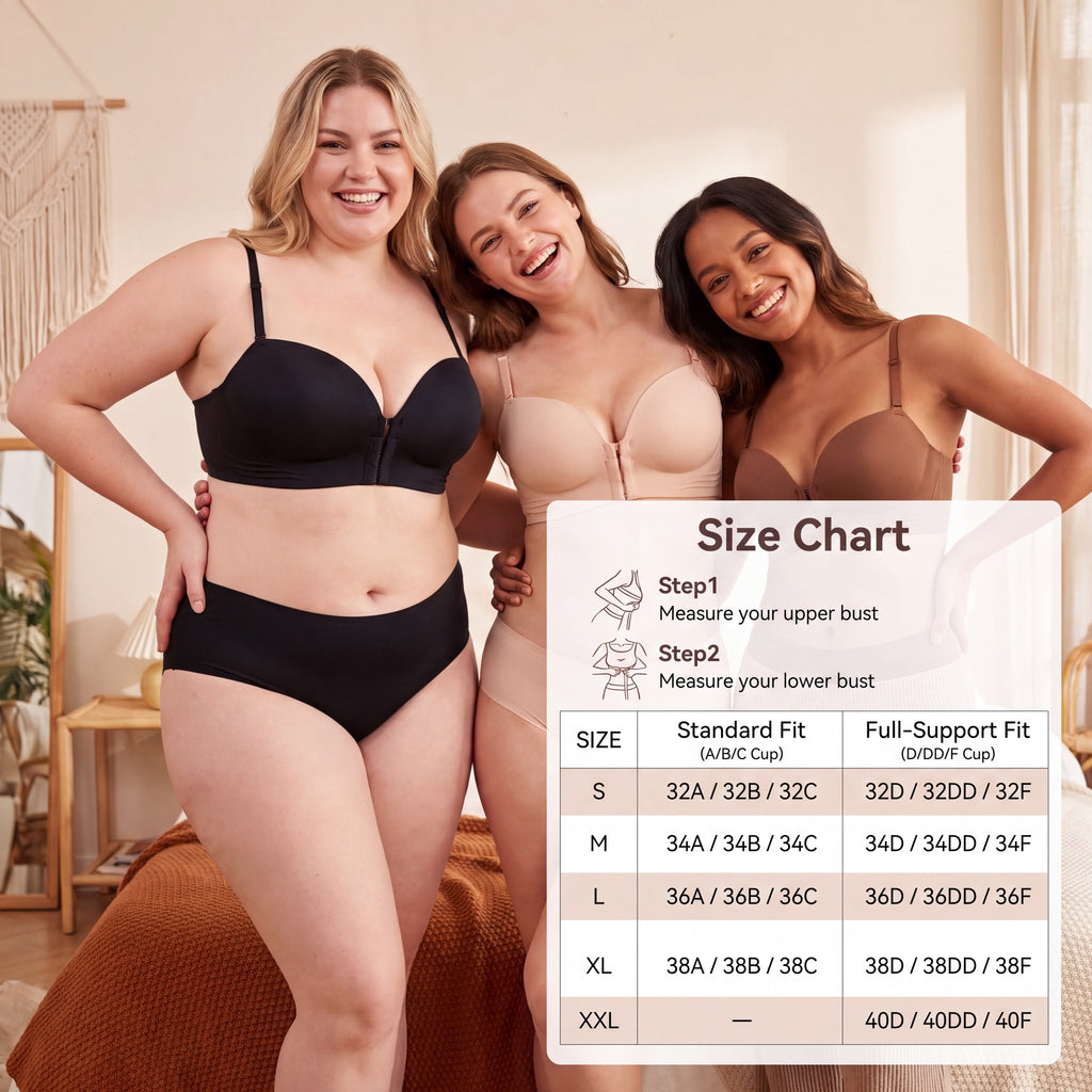 Womens Strapless Front Closure Bra Push Up Lift Bra Padded Add Cup Non Slip  Anti-Slip Grip & Removable Straps Fit Outfits Wireless Supportive  Seamless Comfortable