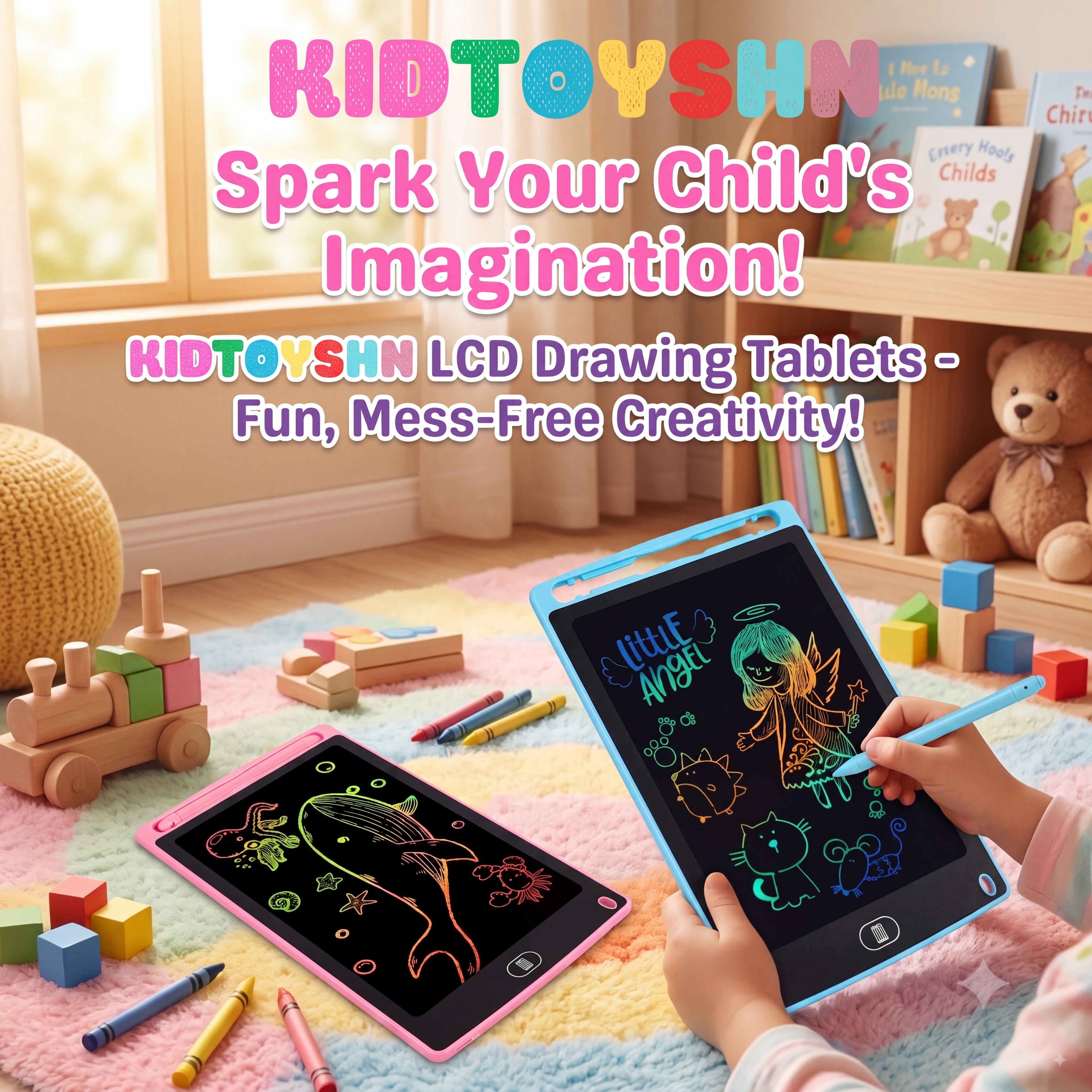 LCD Writing Tablet with Colorful Screen, Electronic Stylus - Durable Digital Graphic Drawing Tablet, Battery-Powered Educational Tool, Ideal Christmas/Birthday Gift for Kids, Digital Product for Interactive Learning, Sturdy Office Stationery Device