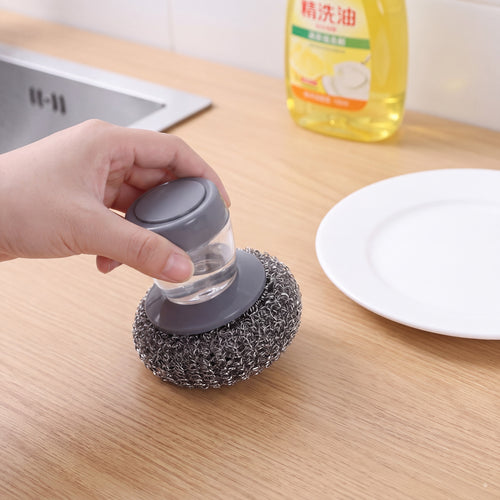 7 pieces and Comfort Handle Automatic Liquid-Filling Plastic Soap Dispensing Palm Brush - Sponge-Integrated Home Cleaning Tool, Cleaning Supplies with Squeegee, Removable Washable for Sink Area Tough Stain Grease Removal, Comfortable