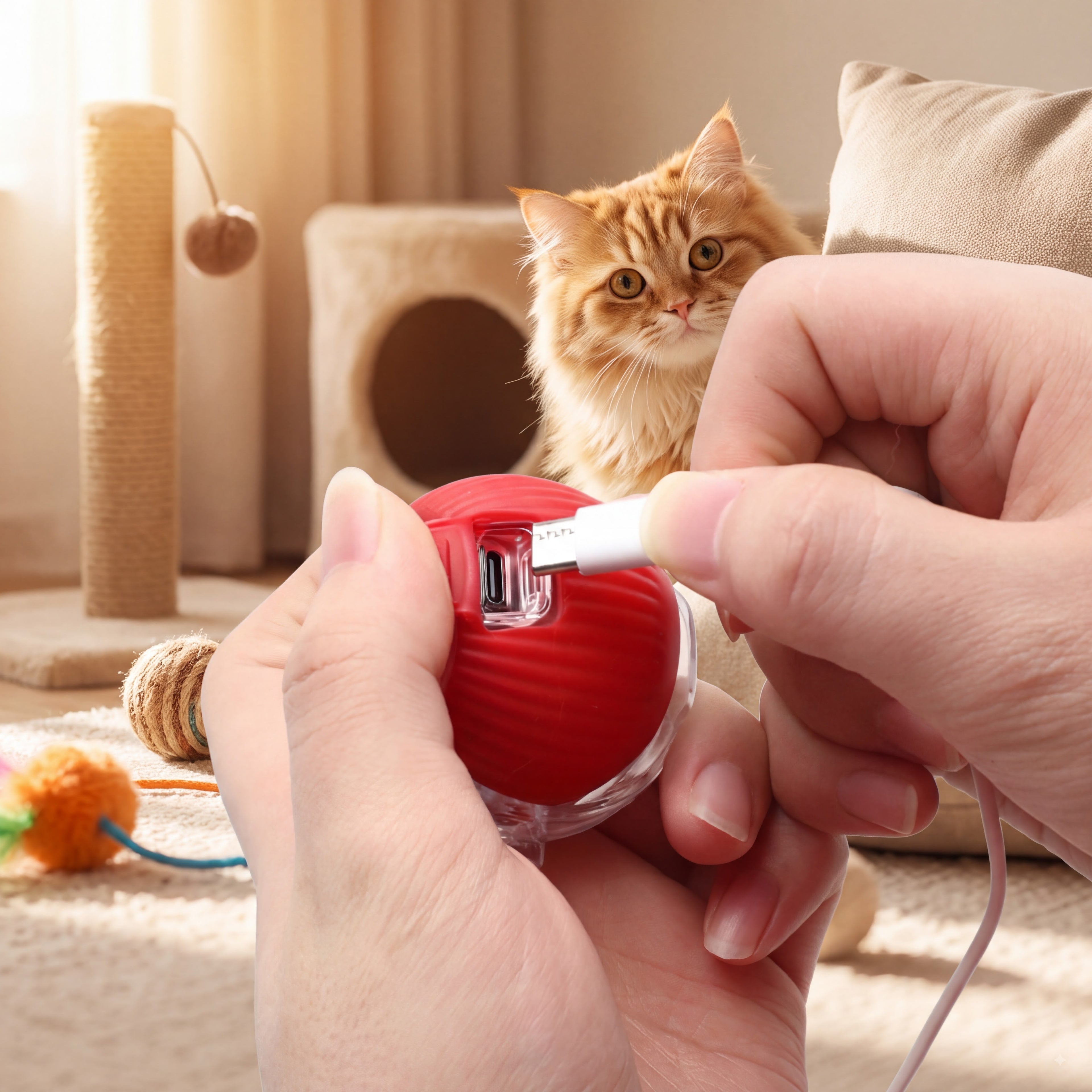 Interactive Cat & Dog Teaser Toy with Two Additional Tails, Kitten Rolling Ball Toy, Pet Supplies, Dog & Cat Accessories Cute dog toys