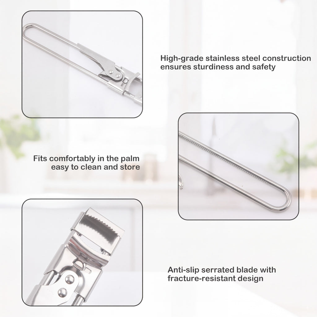 Jar Opener for Weak Hands, Multifunctional Adjustable Can Opener, Stainless Steel Jar Lid Opener Bottle Opener Tool for Seniors with Arthritis, Manual Jar Gripper for Kitchen