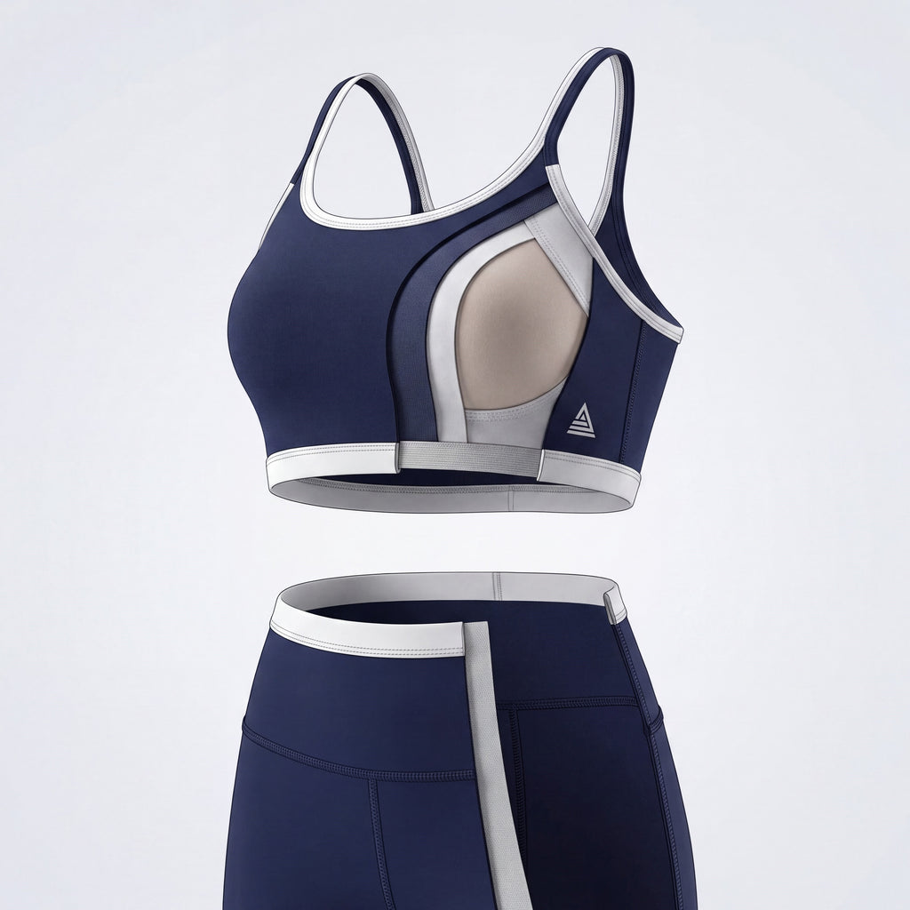 FITME two-piece patchwork sports bra and high-waisted athletic leggings, outdoor fitness set