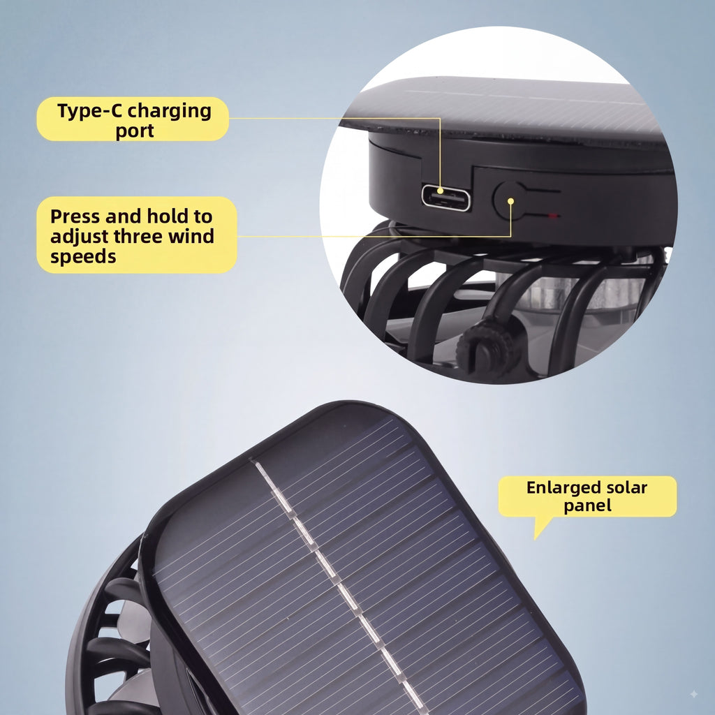 Men's Wireless Solar Fan Hat, Solid Wide Brim Sun Hat with 2 Cooling Fans & USB Charging for Fishing, Hiking - Men's Accessories, Father's Day Gift for Dad, Wireless Solar Hat