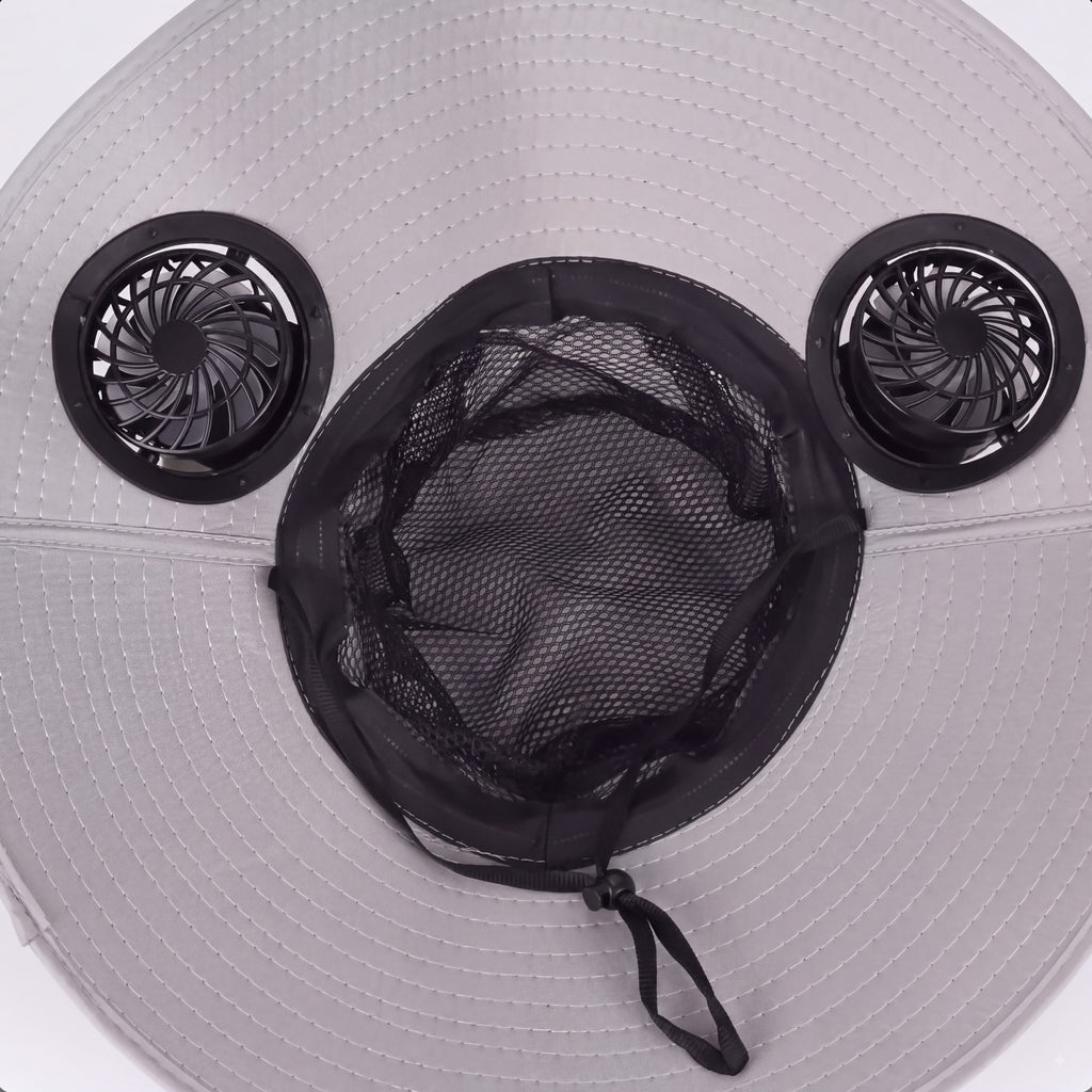 Men's Wireless Solar Fan Hat, Solid Wide Brim Sun Hat with 2 Cooling Fans & USB Charging for Fishing, Hiking - Men's Accessories, Father's Day Gift for Dad, Wireless Solar Hat