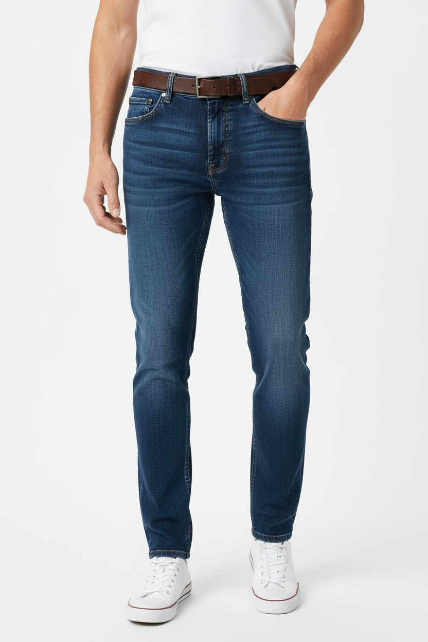 Model wearing Slim Fit Jeans